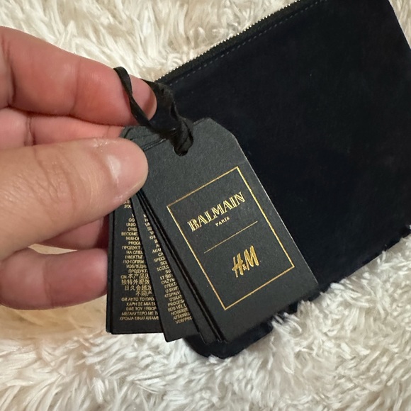 Balmain X H&M Navy Faux Suede Zip Pouch - Picture 9 of 9